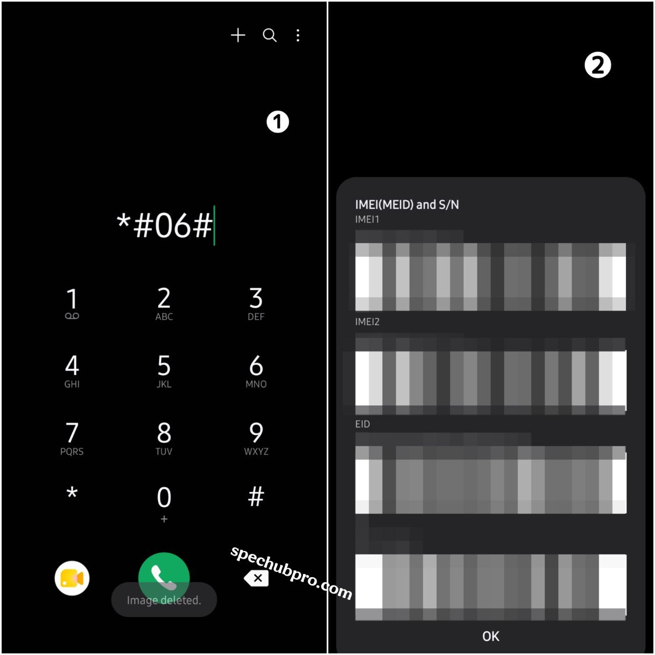 Checking a Samsung Galaxy phone's model number and IMEI in Settings