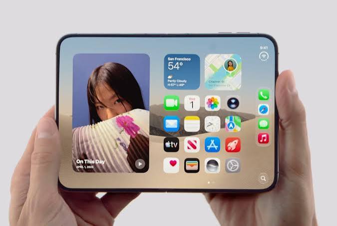 Apple iPhone Duo foldable iPhone opened showing 7.6-inch display